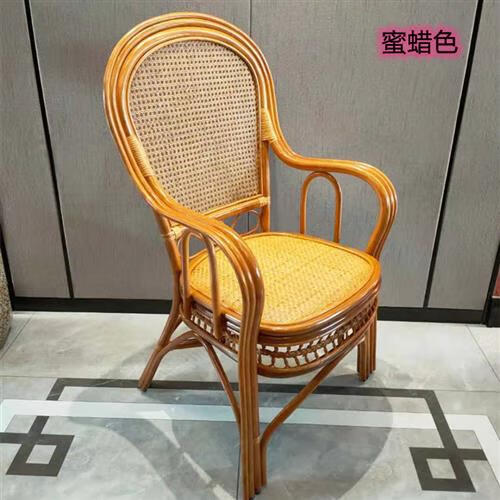 双劲腾椅 手工编 天然藤椅藤椅天然真藤编织老人靠背椅阳台休闲单人手