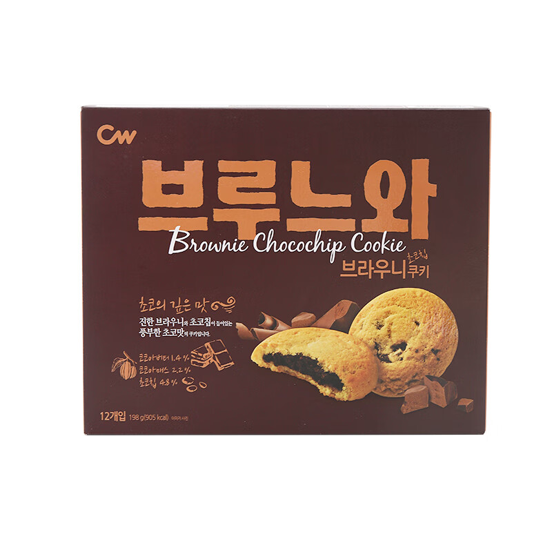 韩国进口零食 青佑CW布朗尼夹心巧克力饼干软曲奇下午茶早餐点心 198g