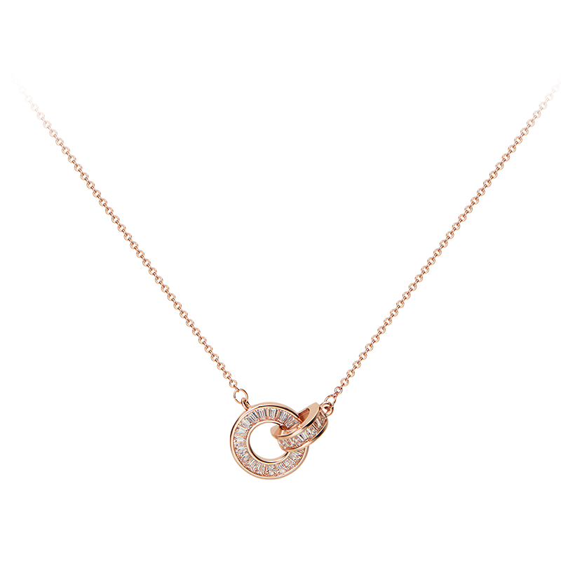 诗栀玫瑰金罗马圆环项链简约时尚复古个性日韩潮流项饰女节日精美生日