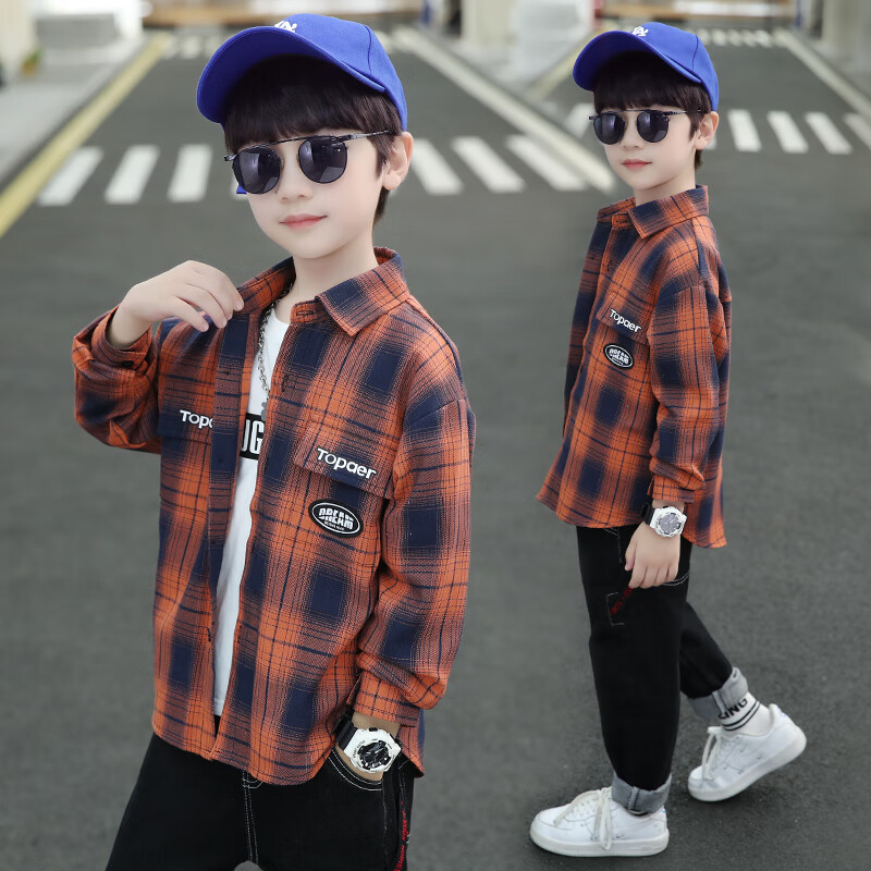 约龙男童衬衫外套儿童薄款衣服春秋款8-12岁中大童学生开衫儿童上衣装