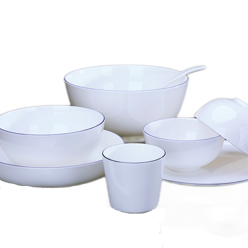 锦秋堂 骨瓷餐具套装景德镇碗碟套装家用小碗陶瓷盘勺礼盒乔迁礼物餐具 北欧小清新风格