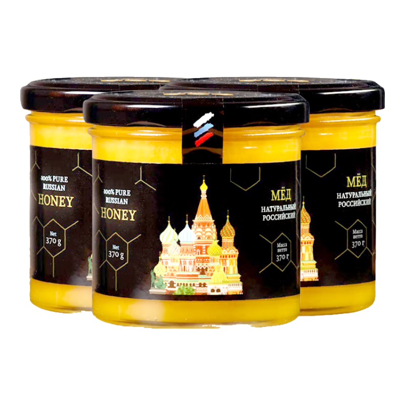 UMIBAO俄羅斯進(jìn)口蜂蜜 100%純蜂蜜 結(jié)晶雪蜜 禮品 【原裝進(jìn)口】三罐裝