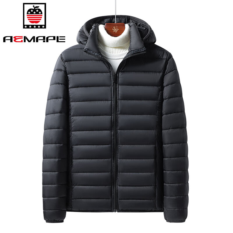AEMAPE 男士羽绒服2021冬季新款羽绒服外套 黑色 2XL【约140-165斤】