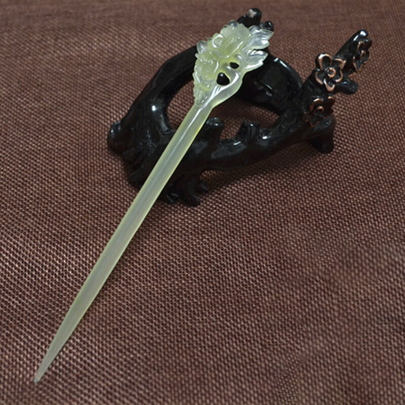 玉簪子古风发簪盘发头饰汉服簪子岫玉民族风玉钗复古风发饰女礼物