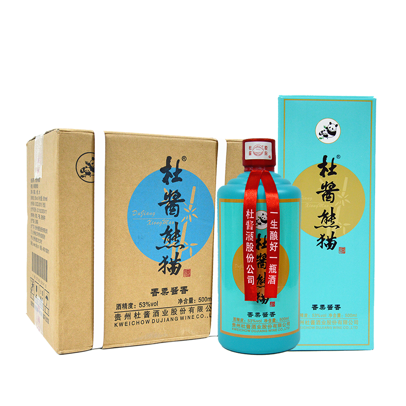 杜酱熊猫酒53度 贵州茅台镇 口感香柔酱香型 高度白酒 蓝色500ml*6瓶