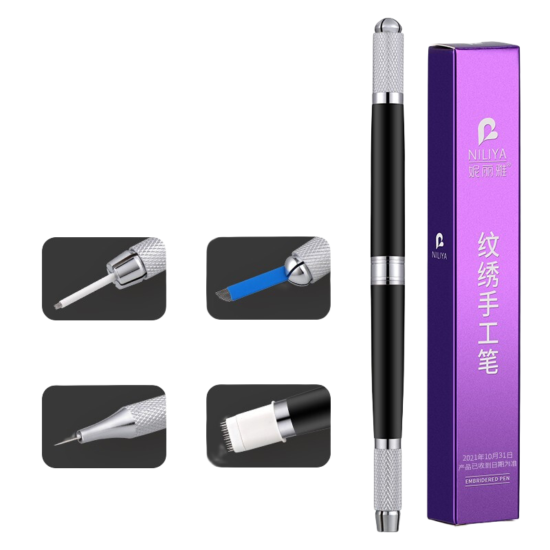 妮麗雅貴族三用筆手工專用紋繡手工筆韓式紋眉打霧筆紋繡工具用品霧眉 貴族三用筆-黑色 1件