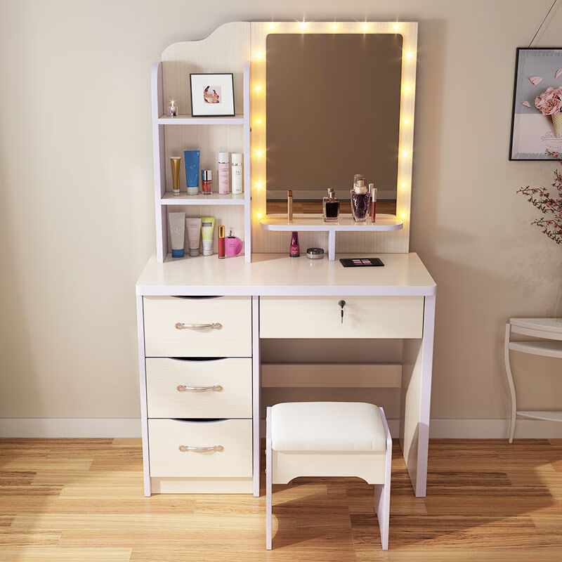 康朗达 镜子带灯梳妆台卧室小户型迷你化妆台桌子小型化妆桌子女 t08