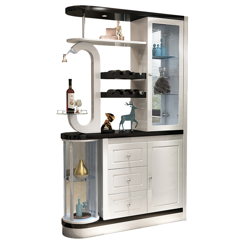 叶帆家具 客厅双面隔断柜 现代简约酒柜 入户玄关柜 黑白