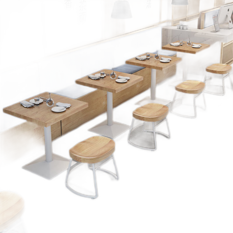 伊三缘 特色小吃餐厅实木桌椅组合原北欧方形奶茶网红汤面馆麻辣烫螺蛳粉 黑色方桌60*60*77