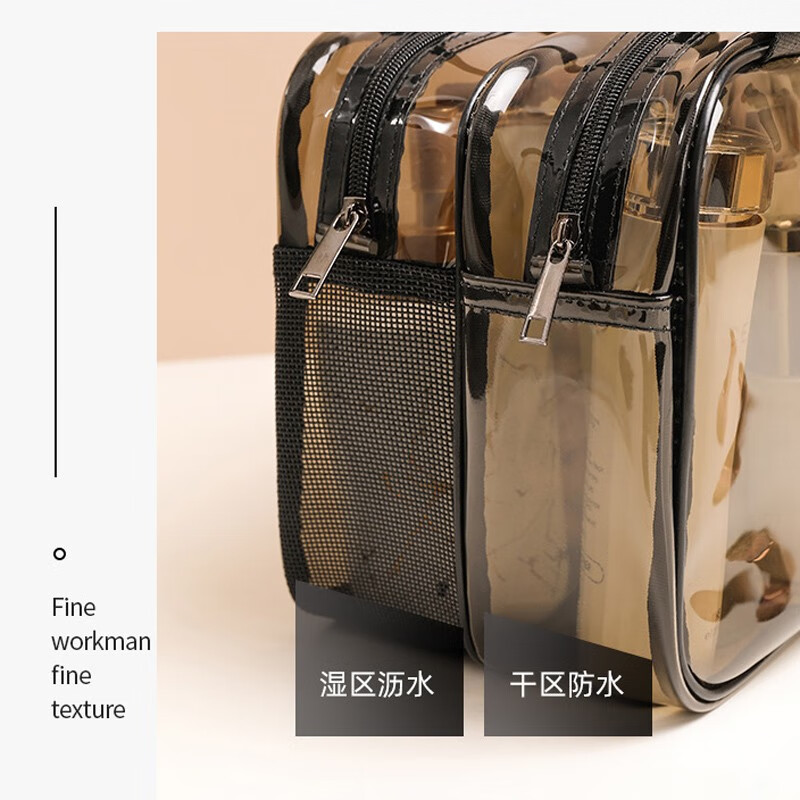 米德恩 洗漱包防水干湿分离大容量便携2025新款ins风超火化妆包旅行收纳 灰色大号【干湿分离双口袋】