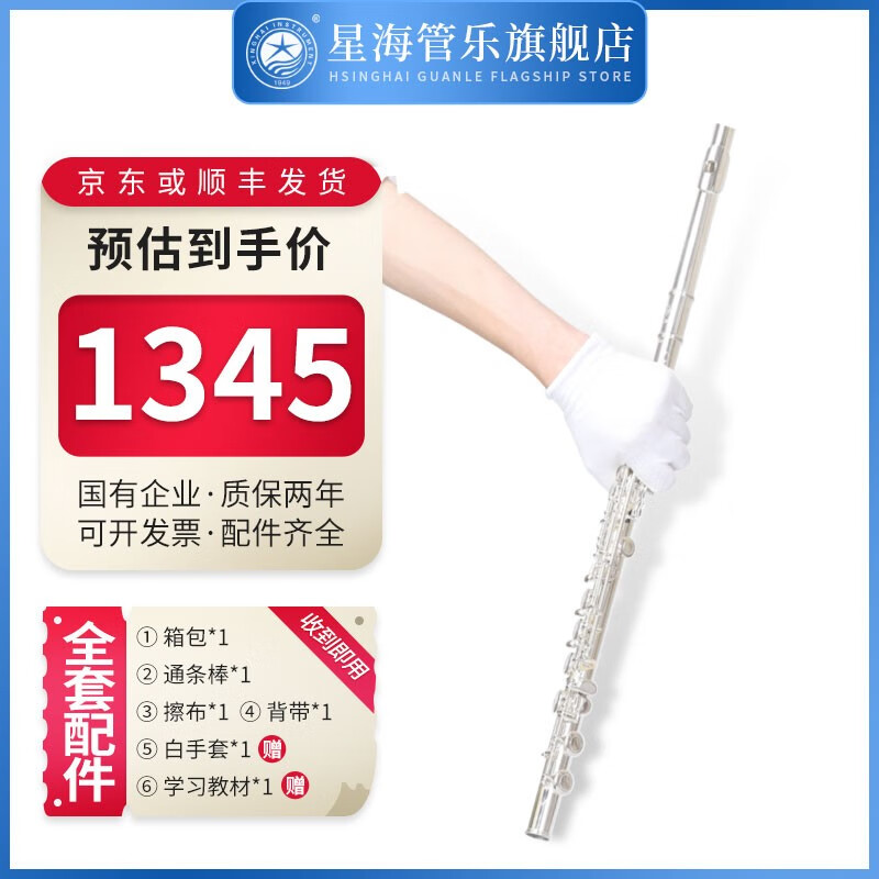 星海镀银长笛16孔C调乐器附E键曲列学生初学者考级成人入门儿童管乐团 XF-100【配件齐全】