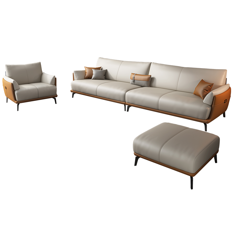 梵爱沙发真皮沙发意式极简纳帕皮大小户型客厅整装家具 多人位(约3.1米)+脚踏 升级版-(松木框架+乳胶座包)