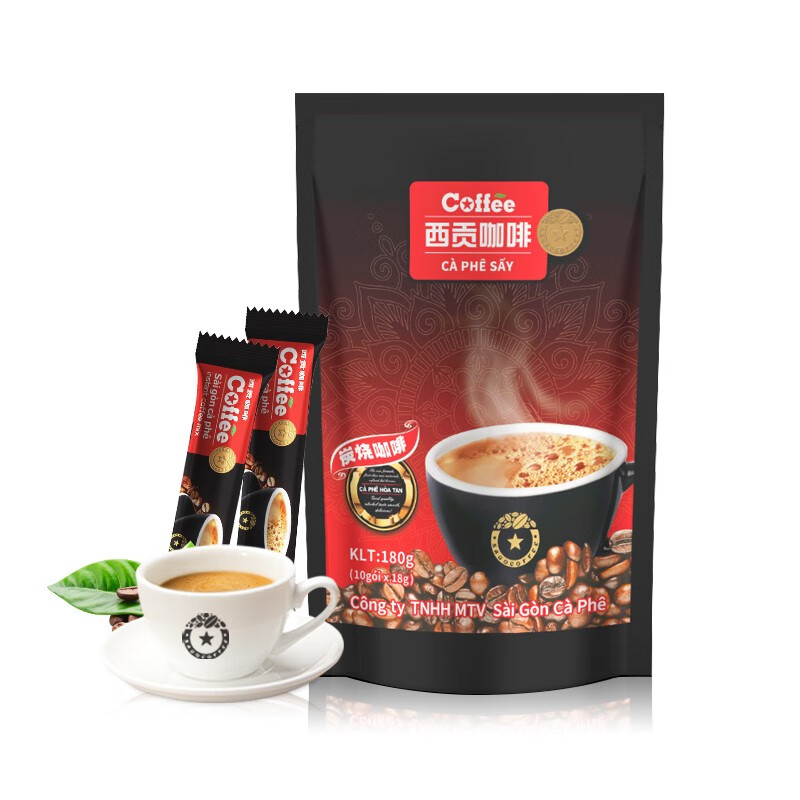 西贡（SAGOCOFFEE） 西贡咖啡越南进口三合一速溶咖啡原味即溶咖啡粉冲调饮品 炭烧咖啡180g 18g*10条
