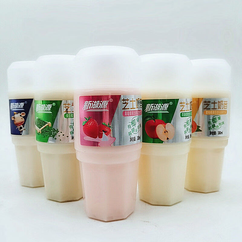 新湖源芝士奶昔饮料 380ml/瓶 椰果苹果原味 草莓绿豆乳酸菌饮品果汁