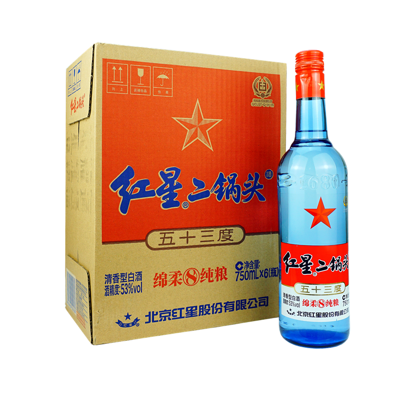 Erguotou/���Ƕ���ͷ ��ƿ����8 53�� ������ 750ml 6ƿ 234Ԫ
