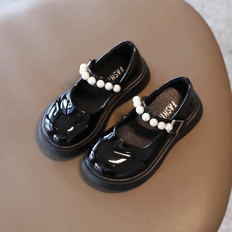 单鞋春款儿童黑皮鞋水钻日系公主玛丽珍鞋2023新款小女孩鞋子 黑色 37
