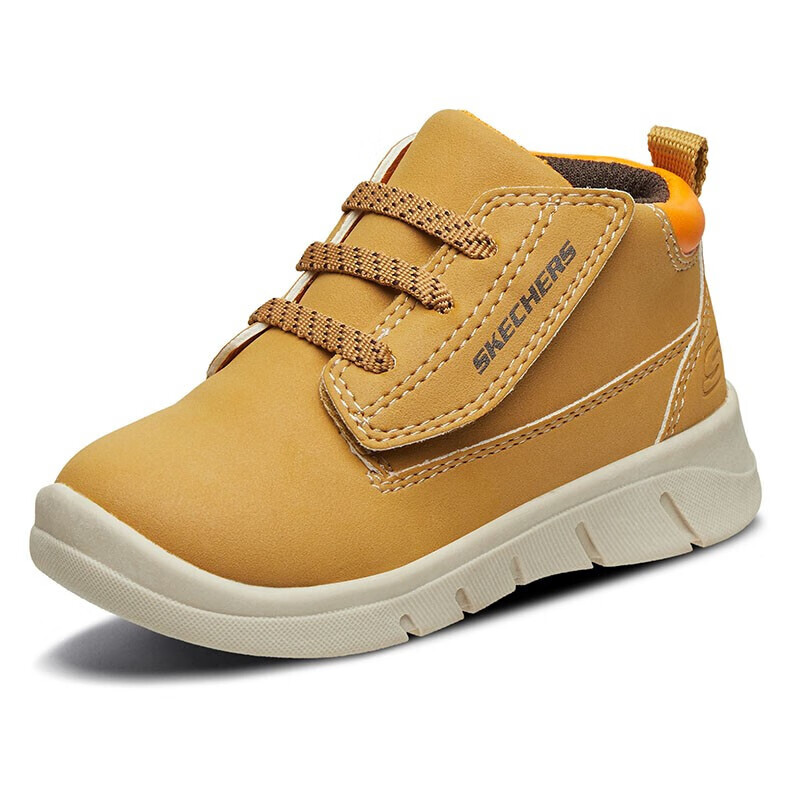 Skechers斯凯奇童鞋冬季新款冬季保暖魔术贴中筒靴 麦黃色 23