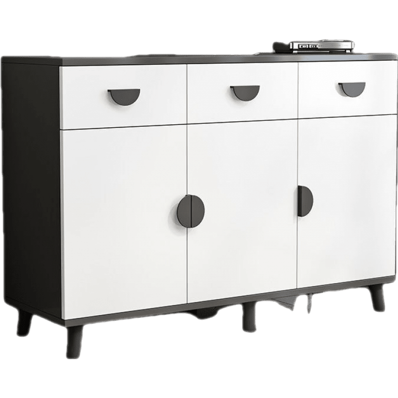 班奇盾 靠墙餐边收纳柜子客厅厨房收纳储物柜防水防潮加厚餐边柜餐厅边柜加宽40厘米 简美619-120黑白