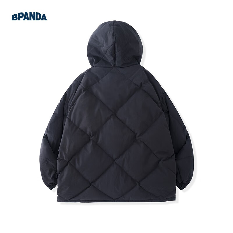 熊猫·本(ben.panda)连帽羽绒服男秋冬90%白鸭绒保暖面包服上衣多穿情侣外套 月夜黑 M
