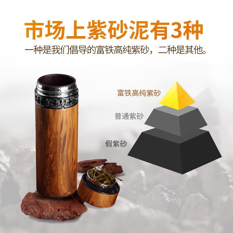 苗苗红宜兴紫砂保温杯高档内胆紫砂杯男女士新年春节实用礼品刻字定制 梅兰竹菊银色210ml