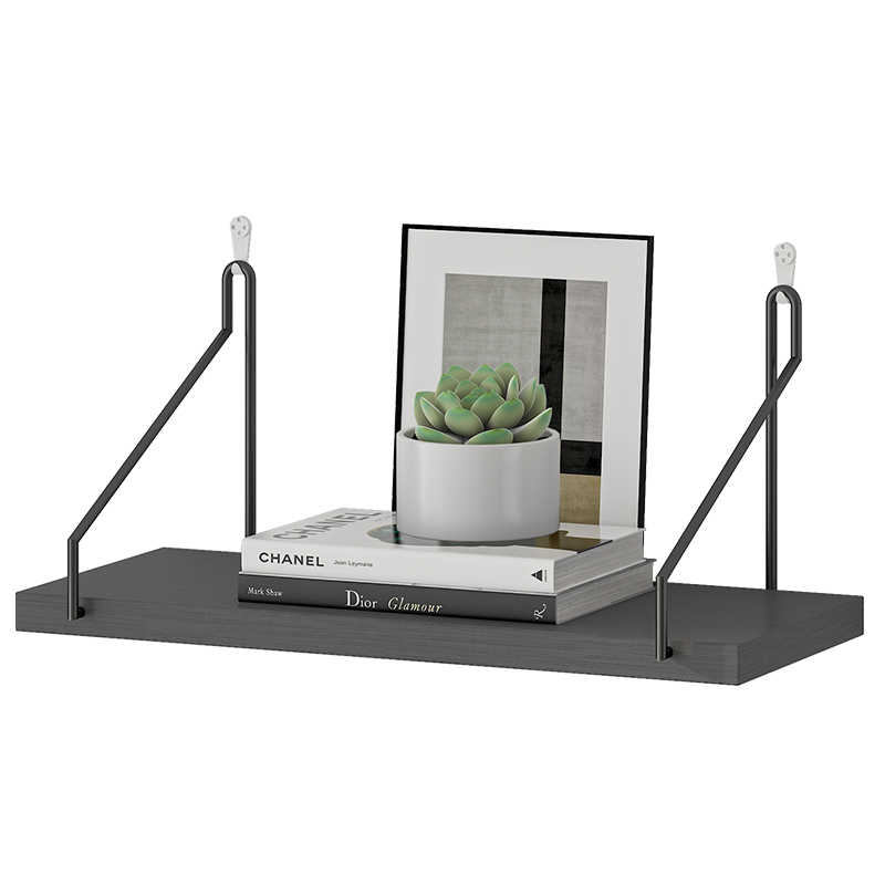 家乐铭品 墙面搁架 隔板条墙上置物架创意简约机顶盒支架客厅墙壁木质装饰架挂书架 YZ047