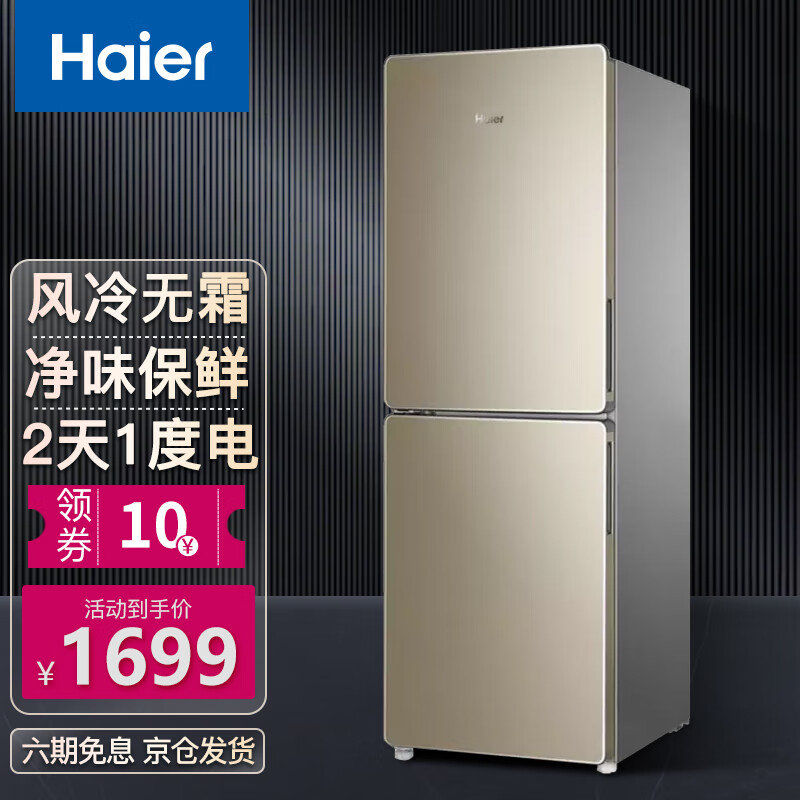 Haier/海尔冰箱小型双门小冰箱家用家电超薄风冷无霜/直冷迷你二门节能电冰箱 190升双门两门无霜冰箱BCD-190WDPT