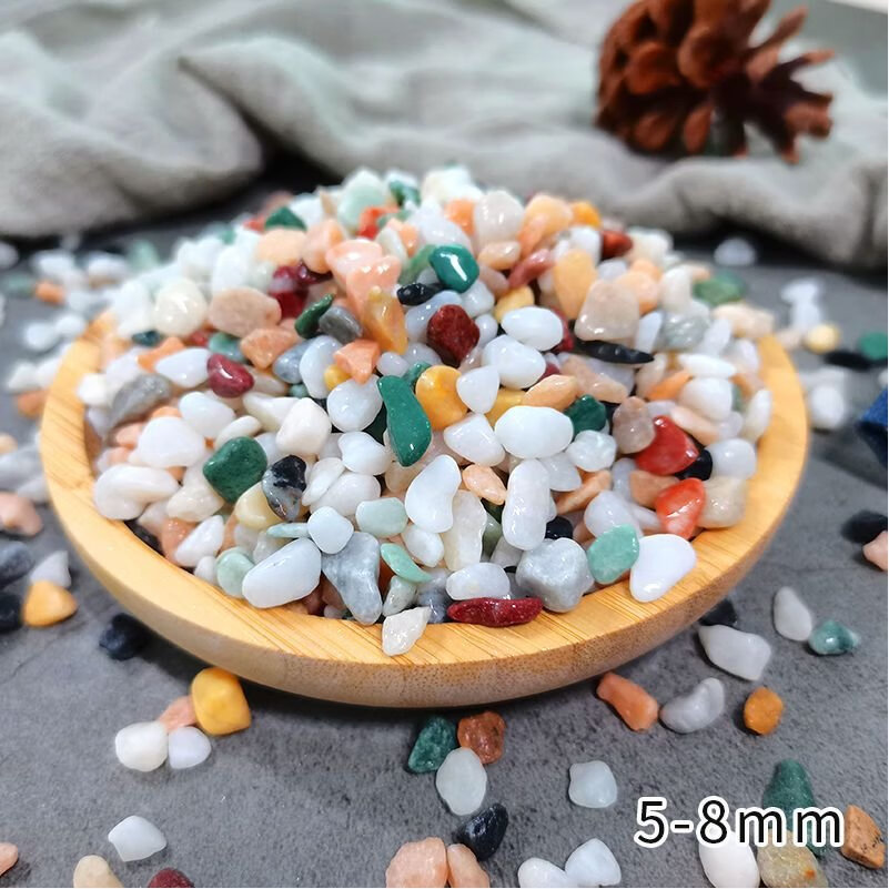 简漾天然雨花石原石鱼缸底砂火山石造景小石头装饰彩色石子五花石龟缸