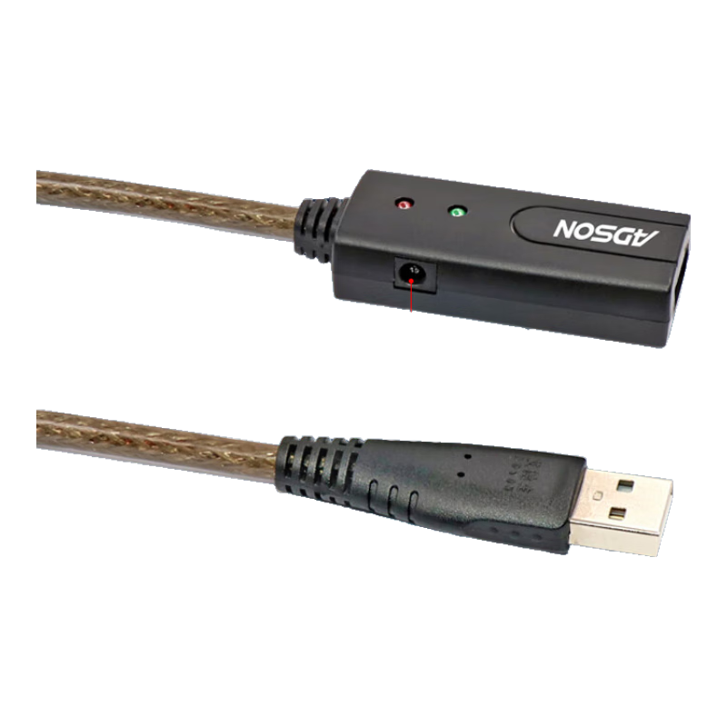 适用ADSON/艾德生 USB2.0信号放大器带芯片带电源接口usb电流放大 USB2.0信号放大器长度20cm 不带电源适配器 0.3m