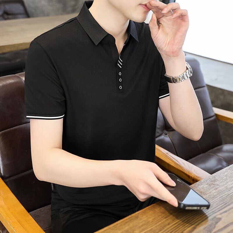 歌顿苏威(godasewei)短袖t恤男夏季新款25-35岁青年男士翻领男装薄款