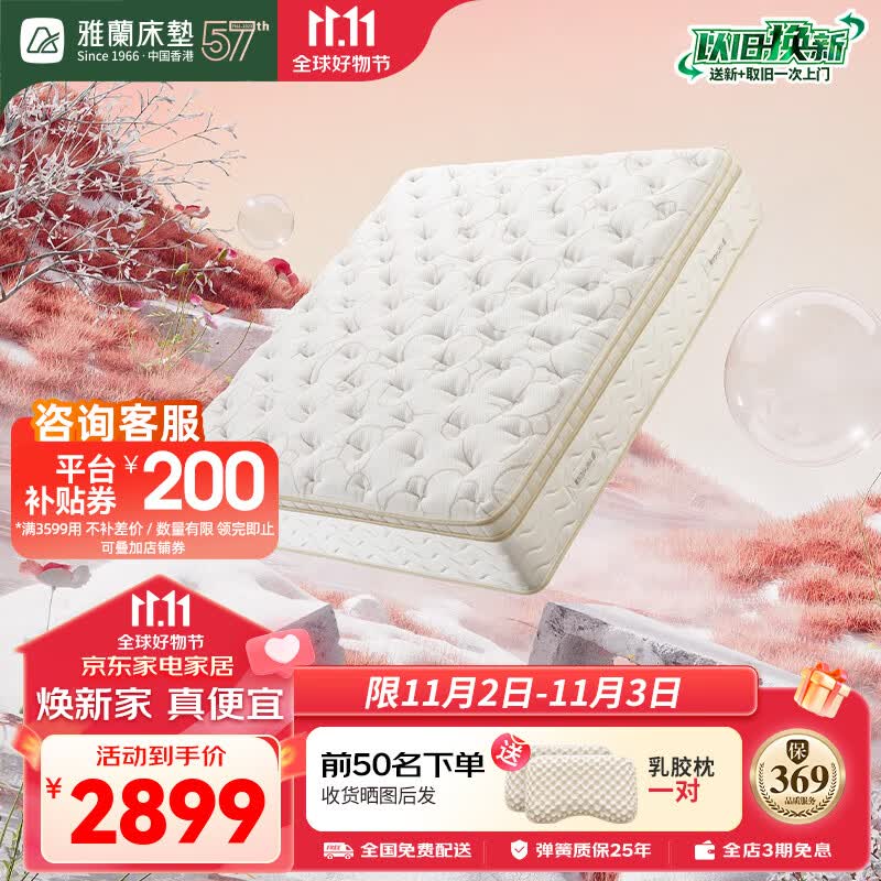 雅兰床垫 加厚乳胶床垫 独袋弹簧双面睡感 席梦思床垫 大小姐 莱赛尔 天丝™面料  1.8*2m怎么看?