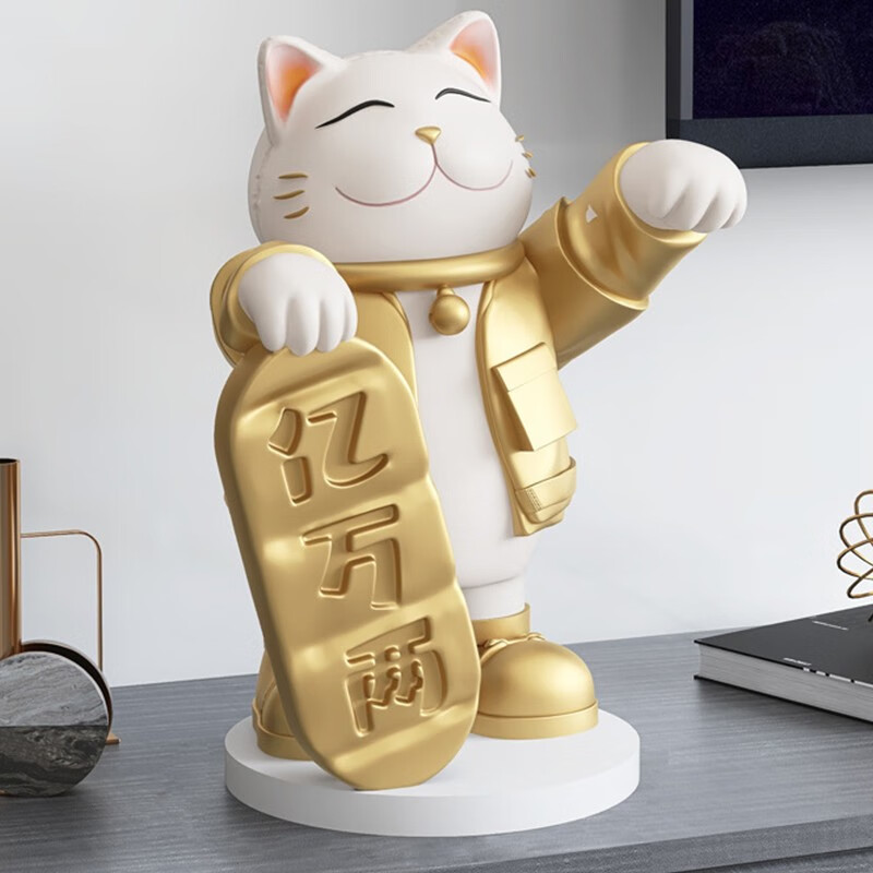 鑫鑫牛猫摆件创意大号客厅电视柜装饰乔迁新居送礼送朋友生日礼物 猫