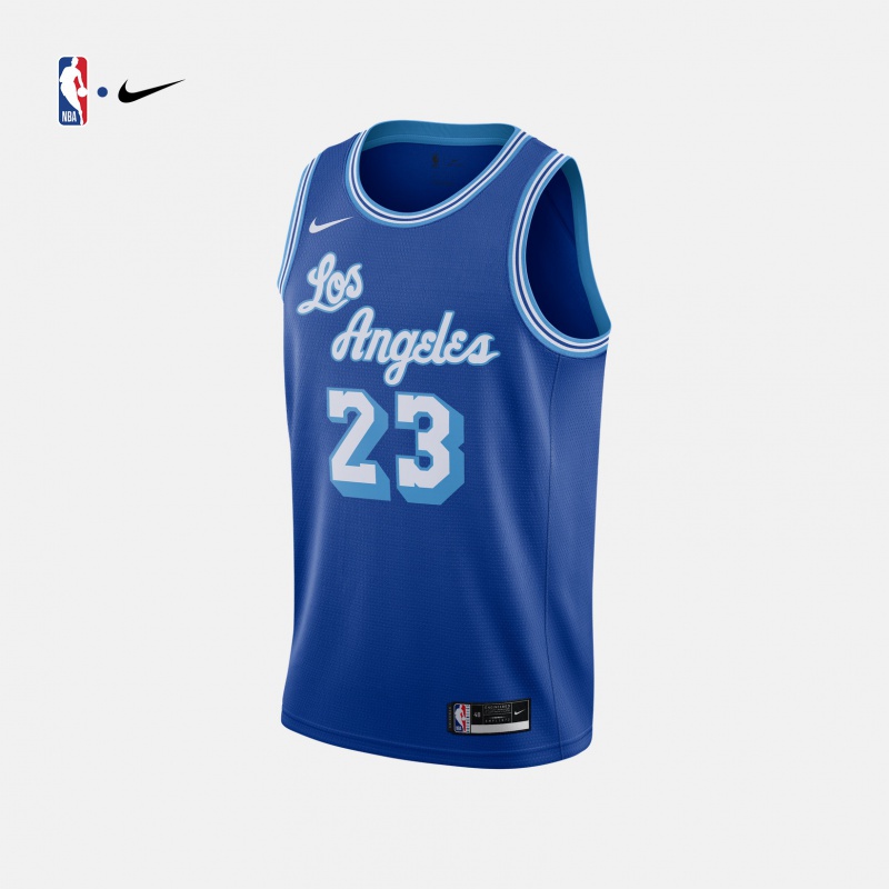 nba 湖人队詹姆斯复古版球衣 sw球迷版 篮球运动比赛球衣篮球服 蓝色