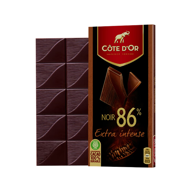 克特多金象（Cote d'Or+EXPERIENCES）86%可可黑巧克力排块装100g 休闲零食生日礼物女