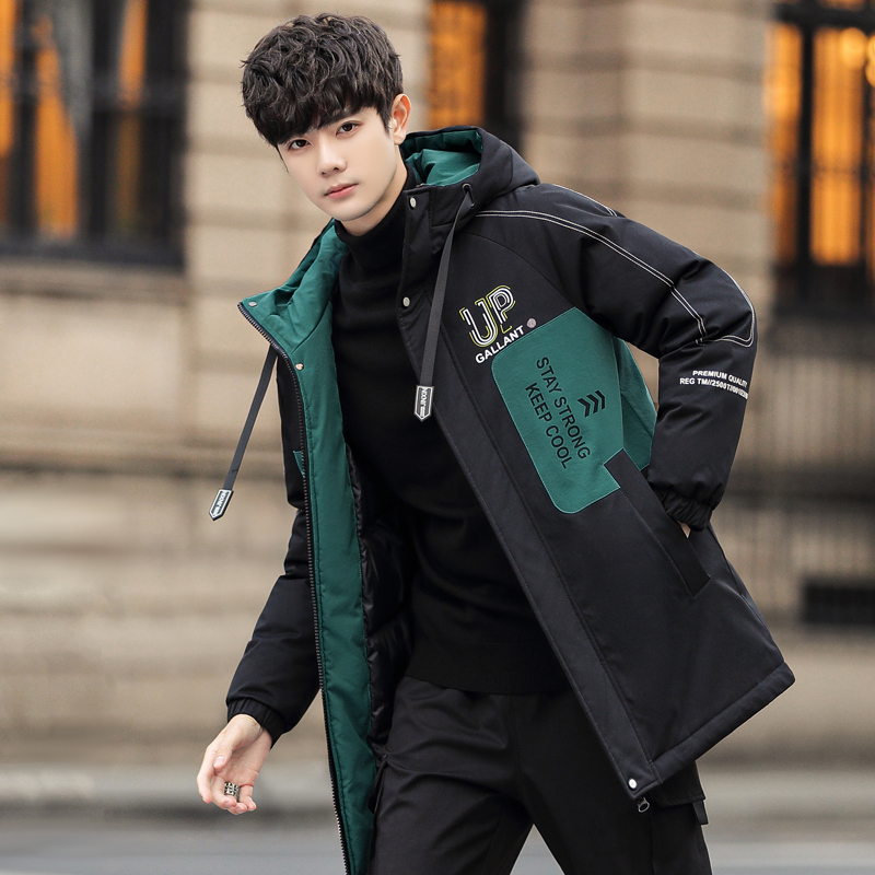 浪蔷冬季男中长款羽绒服大学生初中高中男生秋冬13青少年14男孩15岁16