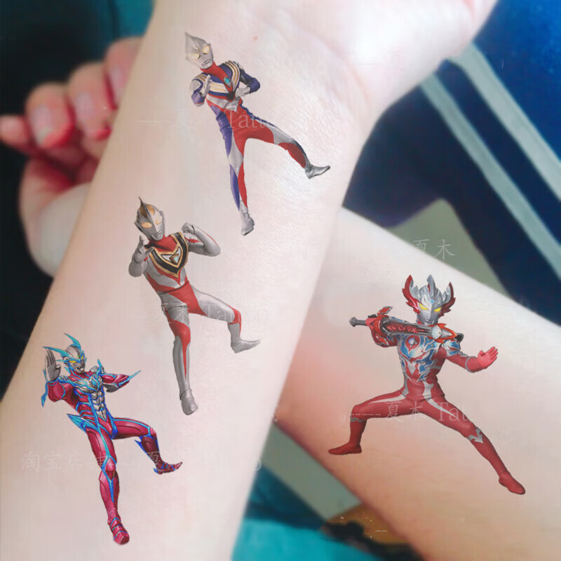 萨默斯纹身贴纸 防水 持久卡通奥特曼儿童纹身贴男女防水持久赛罗迪迦