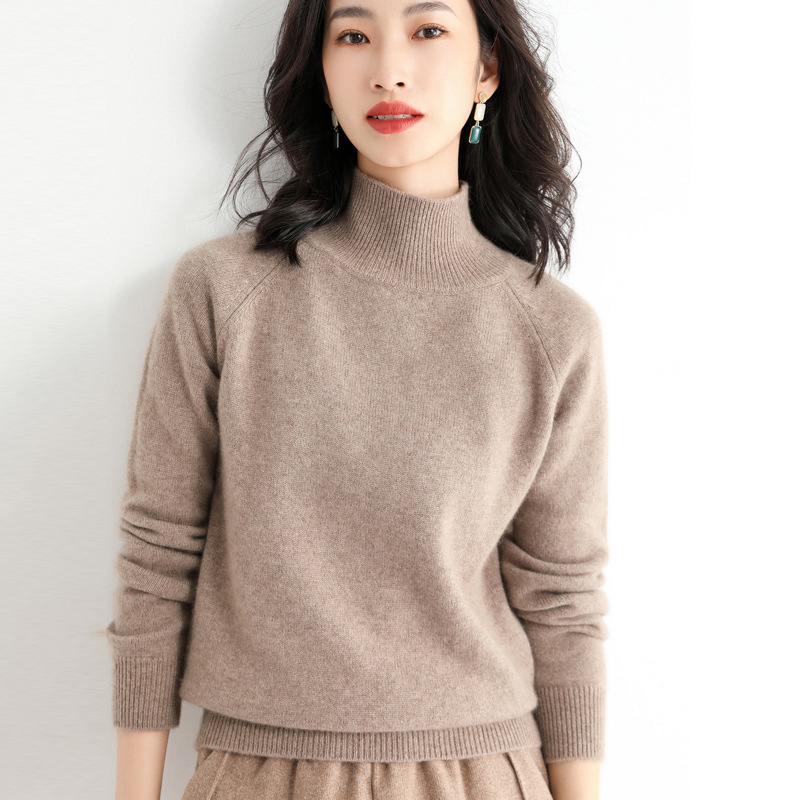 邻家女孩爱漂亮衣服新款韩版针织衫女半高领针织衫宽松插肩袖加厚内搭