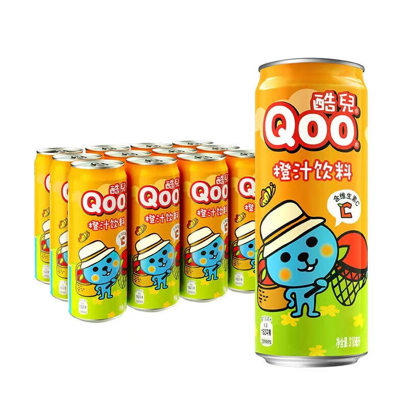 可口可乐(coca-cola)美汁源酷儿橙汁汽水310mlx24罐装整箱维生素果味