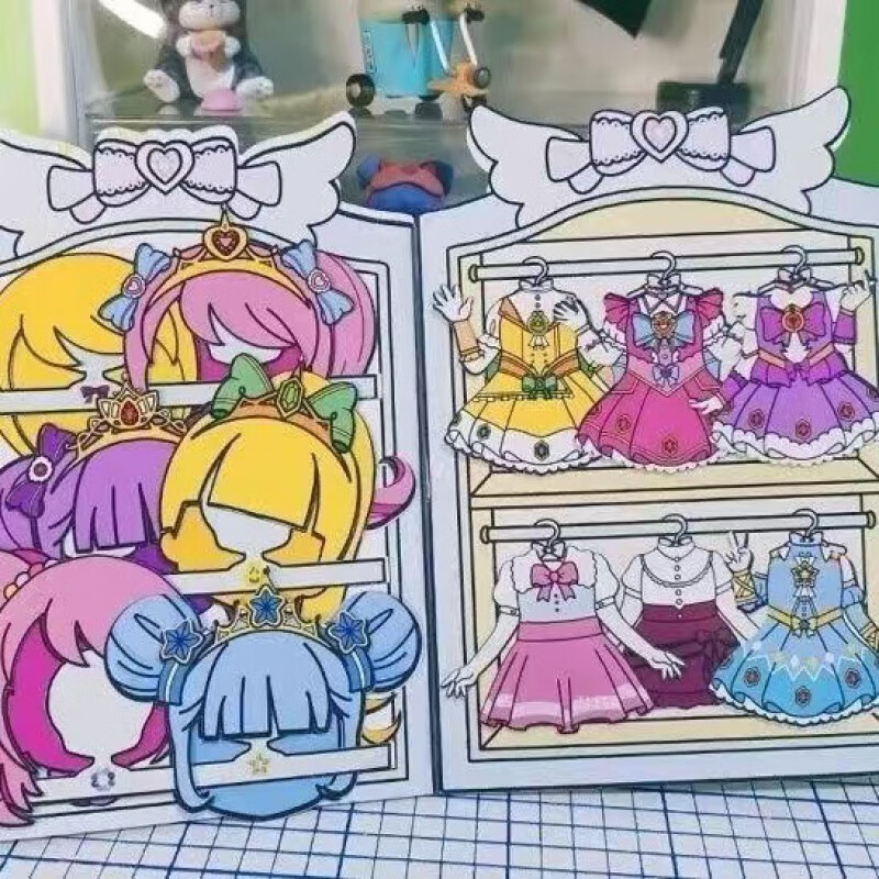 clcey换装纸娃娃深粉色换装娃娃屋diy手工解压半成品安静书女孩玩具书