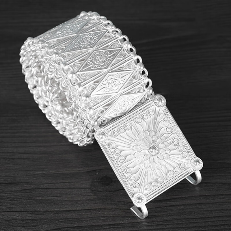 美芙仁母亲节礼物 银腰带999银腰链 云南西双版傣族银雪花银腰带女