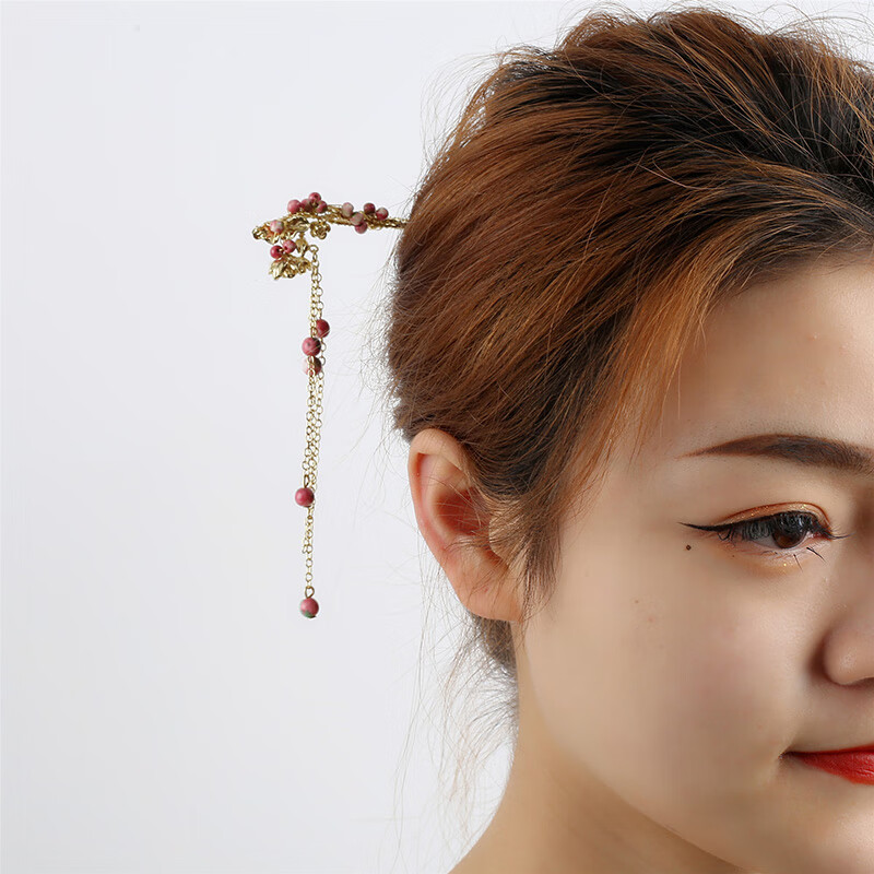 棣高宫廷风金步摇发簪女古风发饰盘发流苏步摇花朵簪子琉璃吊坠汉服头