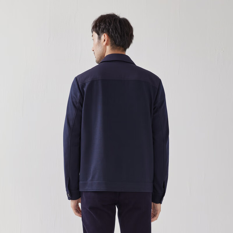 MAYOR男装藏青翻领针织袖单茄克MJJK47719F6A 藏青 M (170/92A)