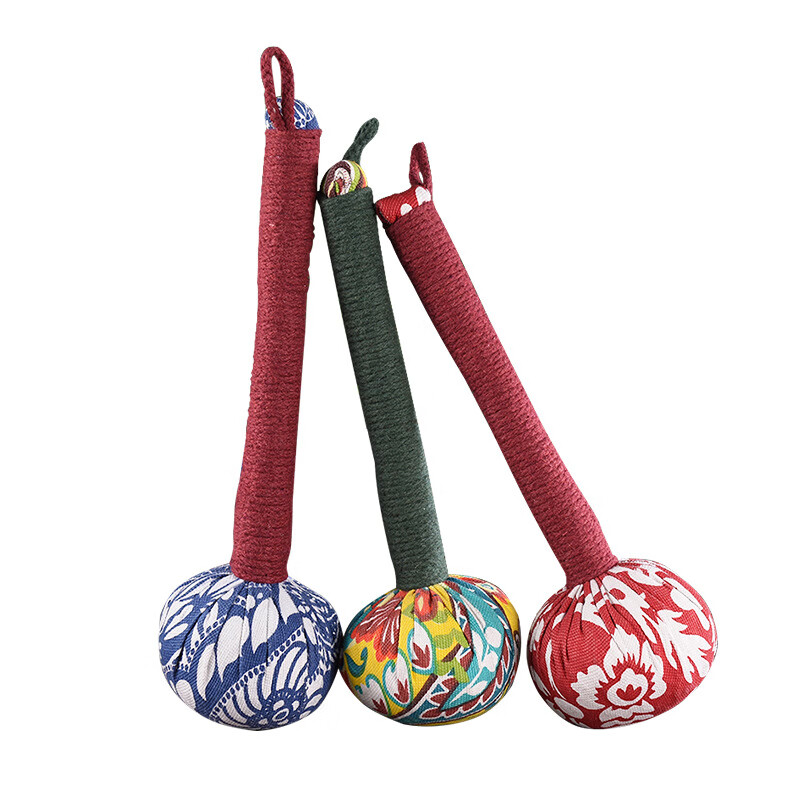 按摩棒手持式敲打锤捶养生捶背器 花布艾草养生锤(随机发)直径7长度25