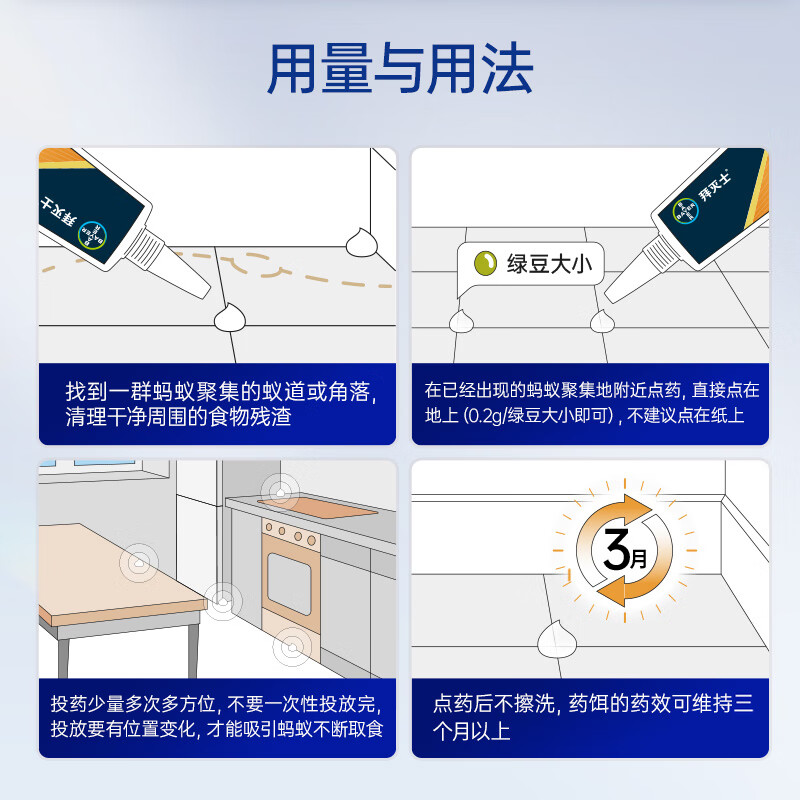 拜灭士拜灭易蚂蚁药家用杀蚁胶饵 蚂蚁全窝室内端 【尝鲜】蚂蚁药5g