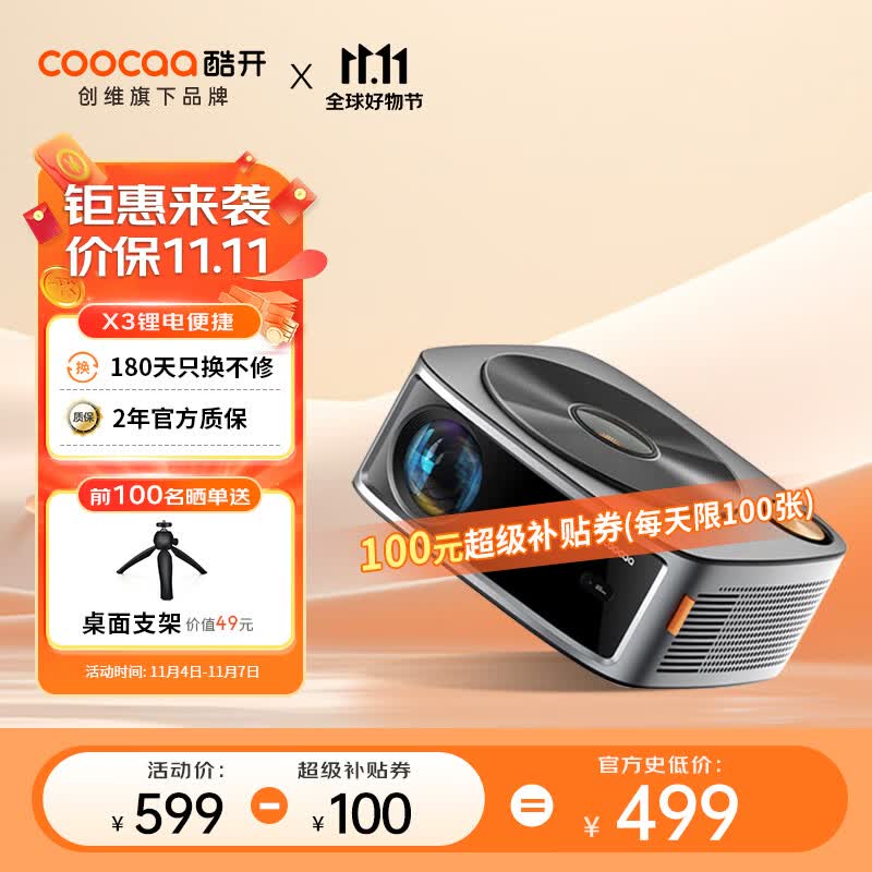 创维 酷开X3投影仪家用卧室 便携户外露营家庭影院投影机（内置电池丨1080P全高清丨自动对焦 自动梯形校正）使用感如何?