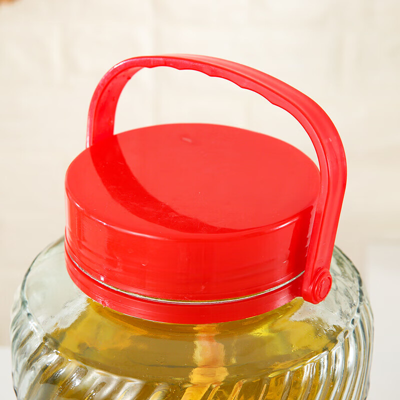 何佳功 红茶菌玻璃瓶 泡酒玻璃瓶密封罐带龙头家用酵素罐酿酒泡酒瓶酒坛 2斤加厚(无龙头)