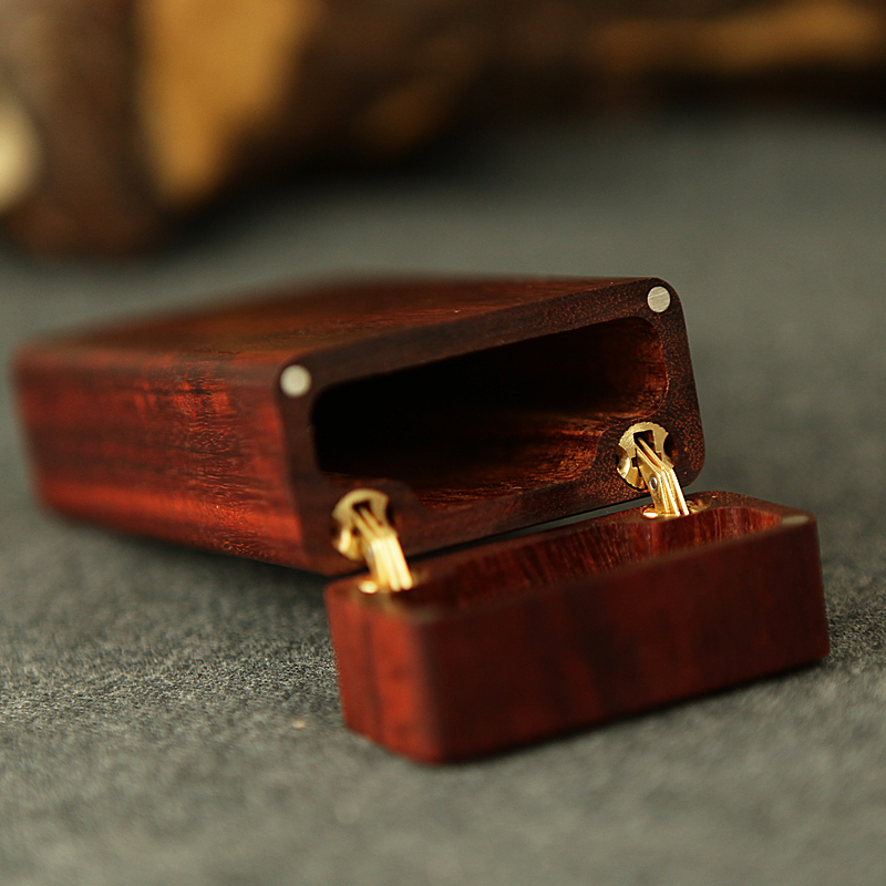 创彩紫檀木制烟盒木质男20支装实木红木翻盖创意个性创意 紫檀木20根