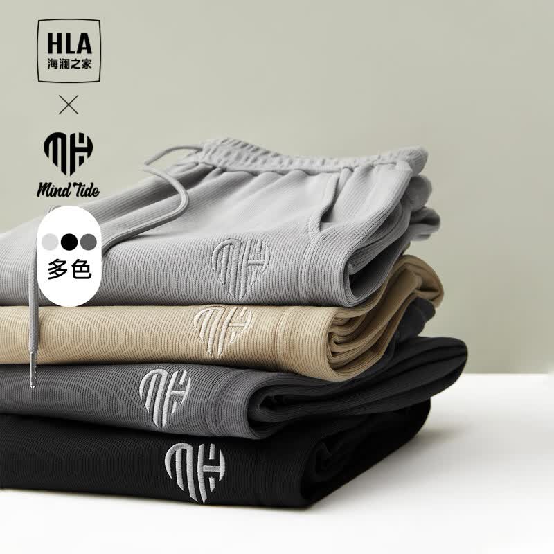 海澜之家（HLA）卫裤男【加绒可选】23新款休闲裤中国心系列宽松运动裤子男秋季 【不加绒】黑色65 175/84A(L)推荐66-71kg怎么看?