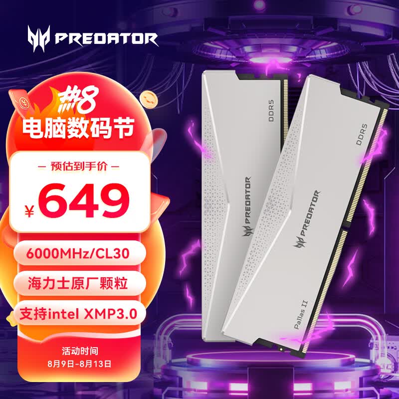 宏碁掠夺者（PREDATOR）32G(16G×2)套装 DDR5 6000频率 台式机内存条 Pallas II 凌霜系列 支持EXPO（C30）属于什么档次？