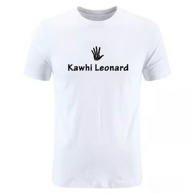 伦纳德威少哈登篮球标志训练圆领t恤短袖男印花宽松 白色#伦纳德logo