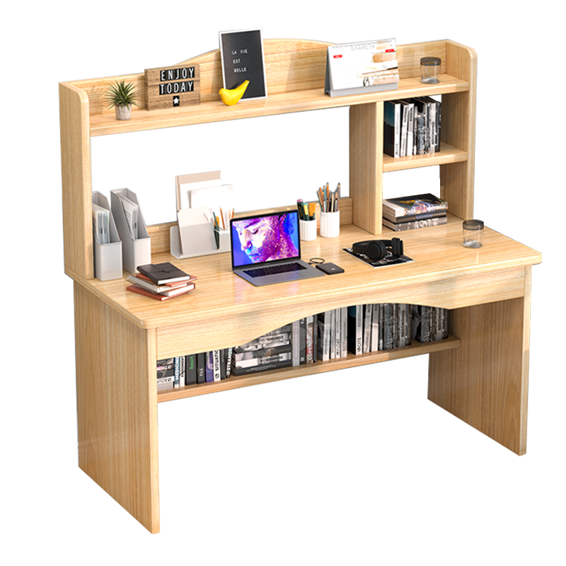 人文成家 电脑桌简约书桌书柜组合学习桌家用卧室写字桌带书架桌椅套装小桌子 【柜门款】100cm橡木色
